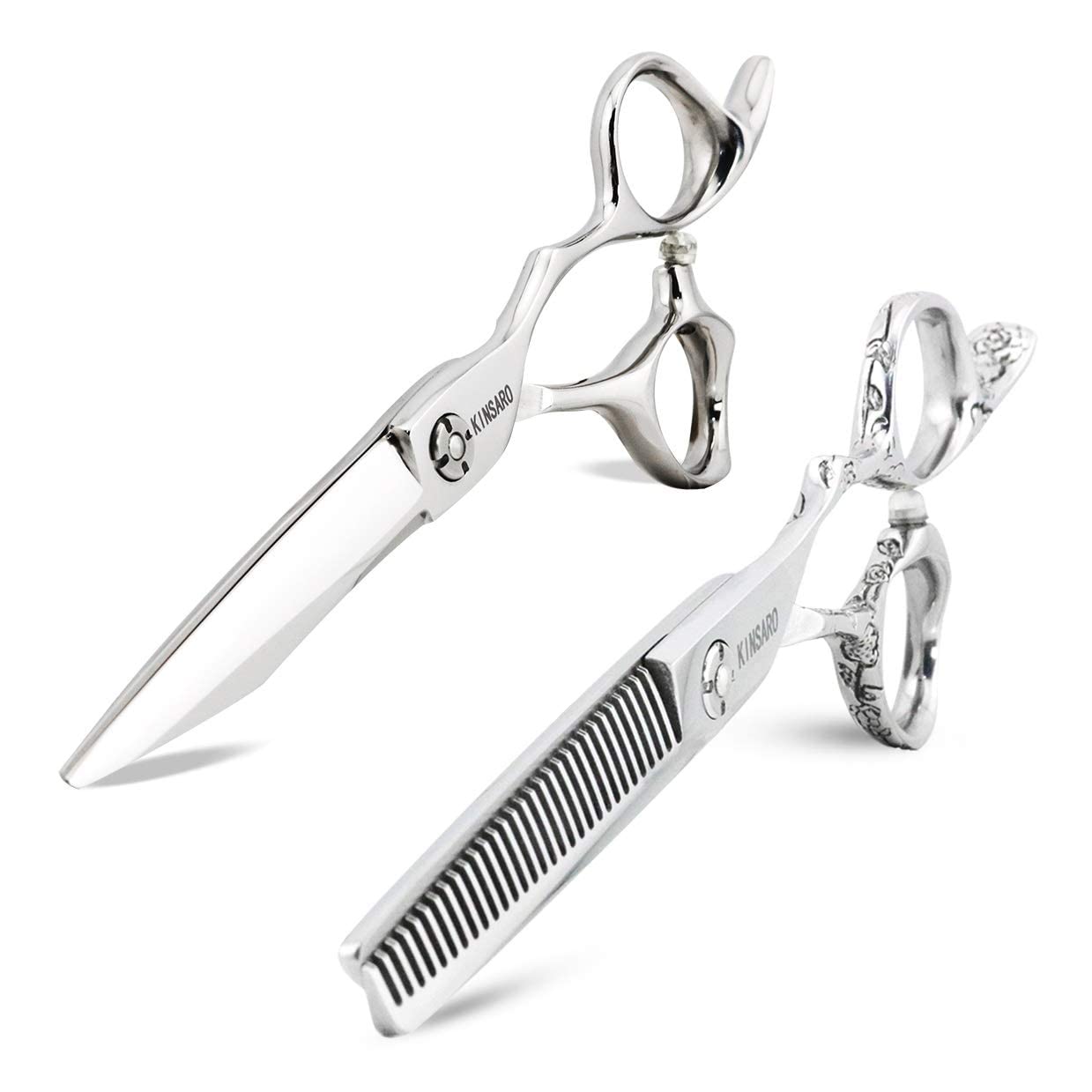 6 Inch Hair shears hair cutting scissors and 6 Inch hair thinning scissors rose handle