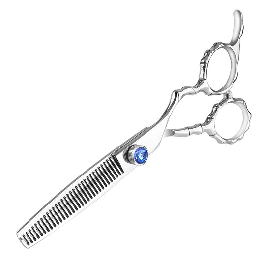 Professional 440C Thinning Scissor Hairdressing Scissors 6.5” Overall Length Stainless Steel Barber Hair Cutting Scissors for Mother Father Friends' Gifts (Blue-02)