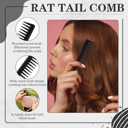 Boao 10 Pcs Hair Styling Kit - Detangler, Wide Tooth Comb, Teasing Brush, Rat Tail Comb, Edge Brush, Alligator Clips for Curly, Wet Hair - Gift for Women & Girls (Pink)