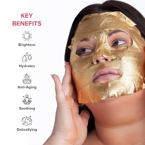 SKIN GYM Gold Foil Face Mask - With Bakuchiol and Super Hydra Complex With Sodium Hyaluronate and Amino Acids- Soothing, Anti Aging, Depuffing and Anti Wrinkle, 1 Pack