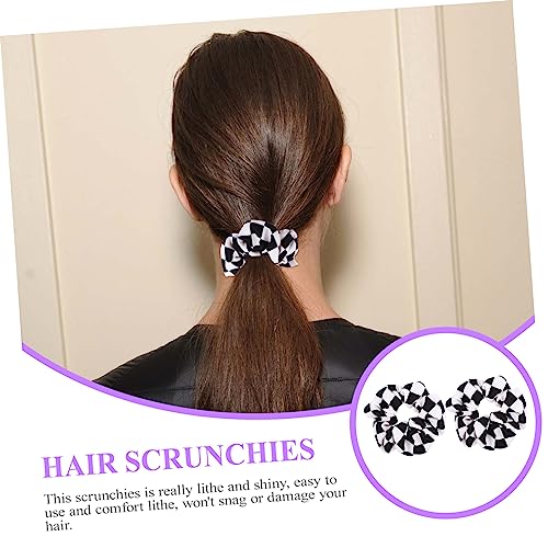 Beaupretty 4 Pcs Checkered Hair Rope Girls Hair Accessories Black White Hair Rope Hair Rope for Women Female Hair Ties Scrunchy Hair Ties Cable Tie Lattice Miss Chiffon