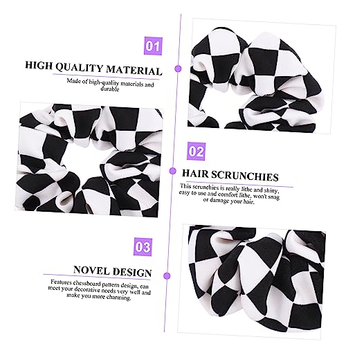 Beaupretty 4 Pcs Checkered Hair Rope Girls Hair Accessories Black White Hair Rope Hair Rope for Women Female Hair Ties Scrunchy Hair Ties Cable Tie Lattice Miss Chiffon