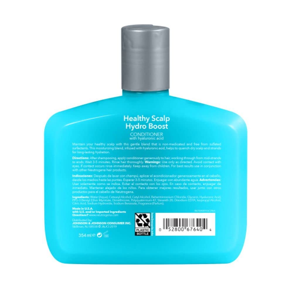 Neutrogena Moisturizing Healthy Scalp Hydro Boost Conditioner for Dry Hair and Scalp, with Hydrating Hyaluronic Acid, pH-Balanced, Paraben & Phthalate-Free, Color-Safe, 12 Fl Oz (pack of 3)