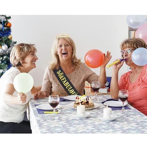 Purple 50th Birthday Sash and Tiara for Women, 50th Birthday Decorations Women, 50th Birthday Sash and Crown Set, 50th Birthday Gifts for Women, Happy 50th Birthday Party Supplies