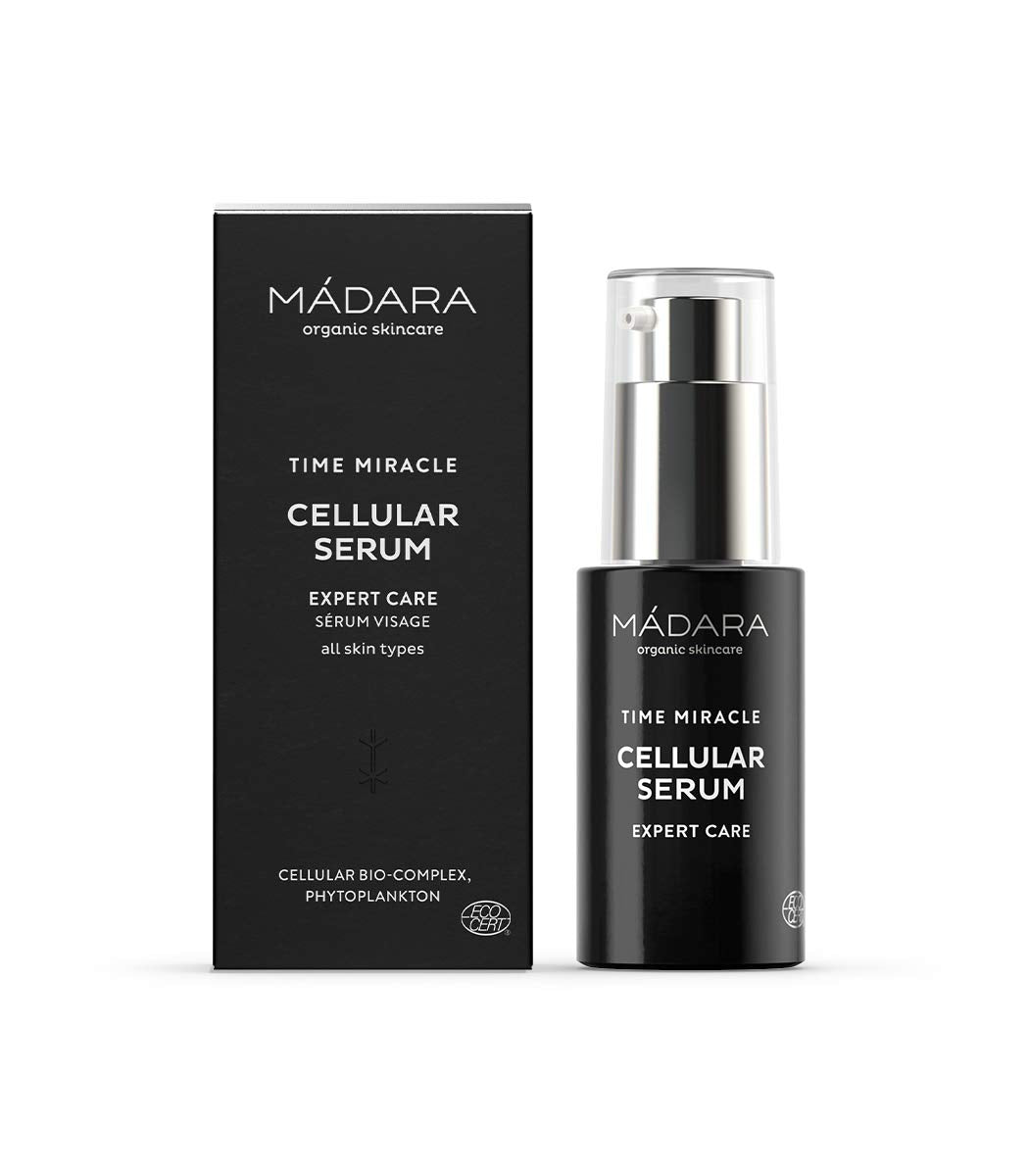 MÁDARA Organic Skincare | Time Miracle Cellular Serum – 30ml, Anti-ageing serum for face, With plant antioxidants, hyaluronic acid and birch sap, Made for mature skin, COSMOS Organic certified.