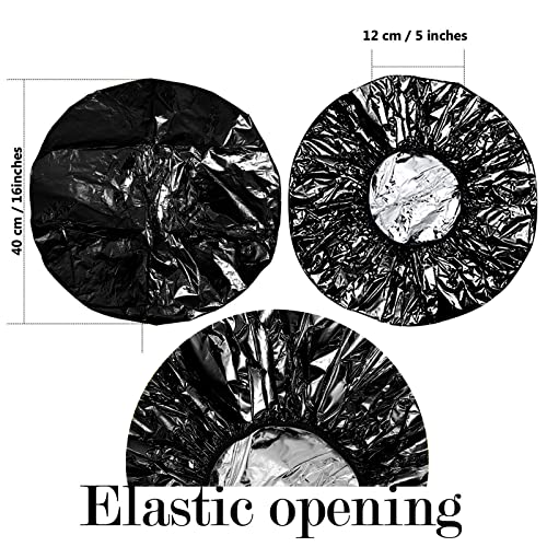 12 Pieces Deep Conditioning Caps Aluminum Foil Reusable Hair Processing Caps Hair Coloring Shower Caps for Home Salon Use (Black, 12 Inch)