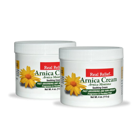Real Relief Arnica Cream Natural, Non-Greasy, Unscented Soothing Cream for Pain Relief, 4 oz (Pack of 2)