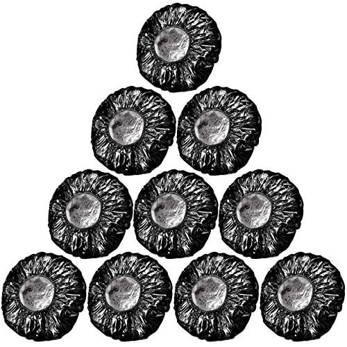 12 Pieces Deep Conditioning Caps Aluminum Foil Reusable Hair Processing Caps Hair Coloring Shower Caps for Home Salon Use (Black, 12 Inch)