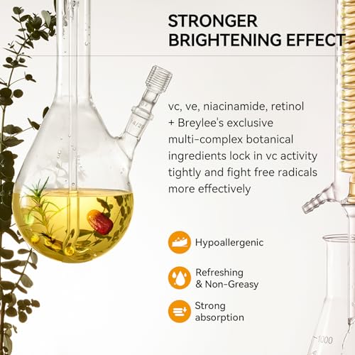 Vitamin C Serum for Face, BREYLEE Vitamin C Facial Serum, Moisturizing Face Serum, Anti Aging Serum for Skin Care, Brightening Skin with Hyaluronic Acid, Vitamin E, Retinol, 0.6 Fl Oz