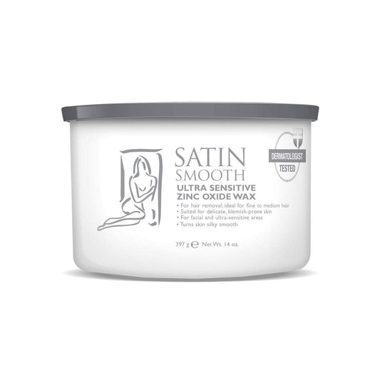 Satin Smooth Ultra Sensitive Zinc Oxide Wax, Hair Removal for Fine to Medium Hair, Safe for Delicate & Sensitive Skin, Waxing Kit, 14 oz, 1-Pack