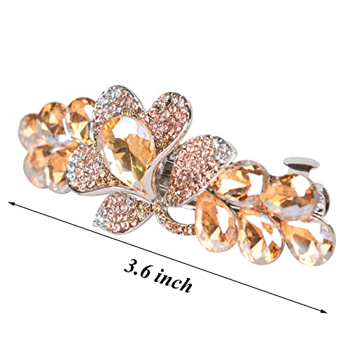 Sankuwen Flower Luxury Jewelry Design Hairpin Rhinestone Hair Barrette Clip(Style C,Champagne)