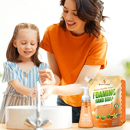 Bastion Foaming Hand Soap - Foam Hand Wash Refill 32oz, Bath And Body Works, Dial, Method, Michel, JR Watkins, Dove - Warm Vanilla Sugar w/Essential Oils Bulk Refill Pouches