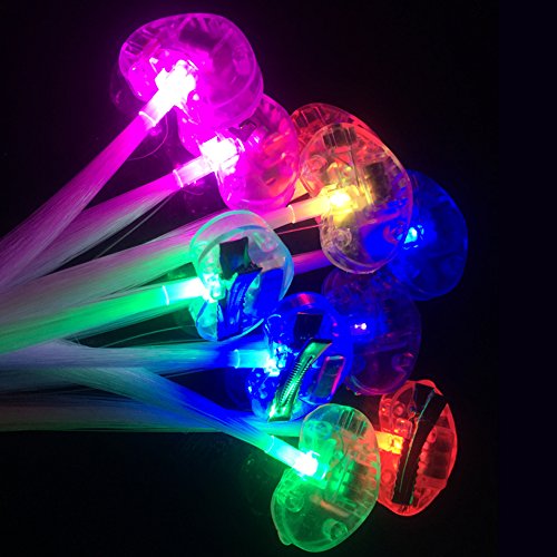 Wiekose LED Flashing Fiber Optic Hair Accessories - Multicolor Changing Barrettes for Party, Dancing, and Braiding (10 Pieces)