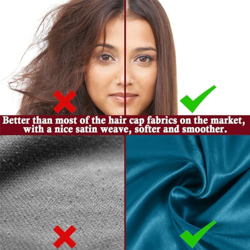 2Pcs Satin Bonnet Silk Bonnet, Hair Bonnet for Sleeping, Elastic Wide Band Silk Sleep Cap, Soft and Breathable(Black Leopard)