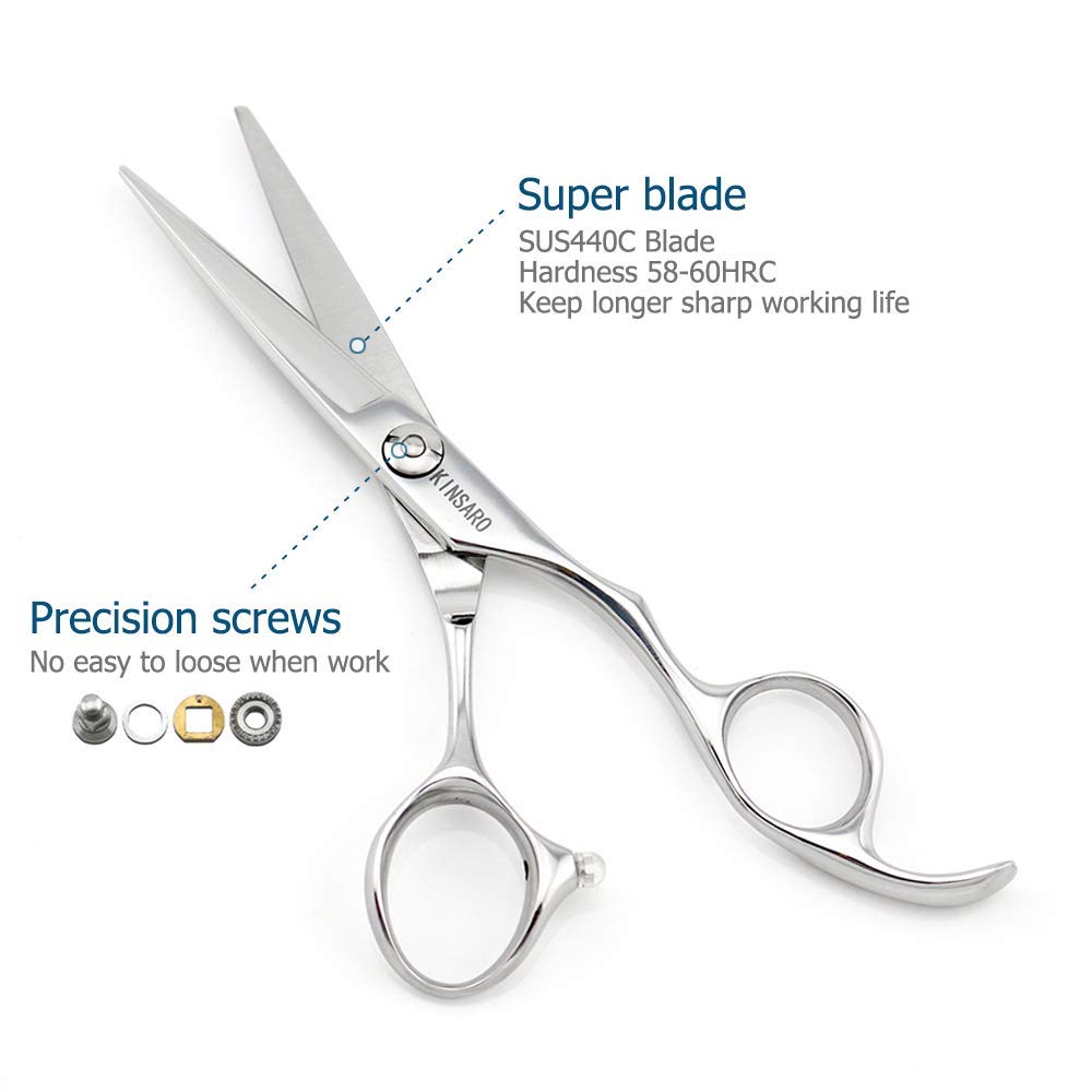 5.5" Barber Scissors Set Hair Scissors Professional Hair Shears Cutting Shears Japan 440C Thinning Shears Convex Blades Kinsaro