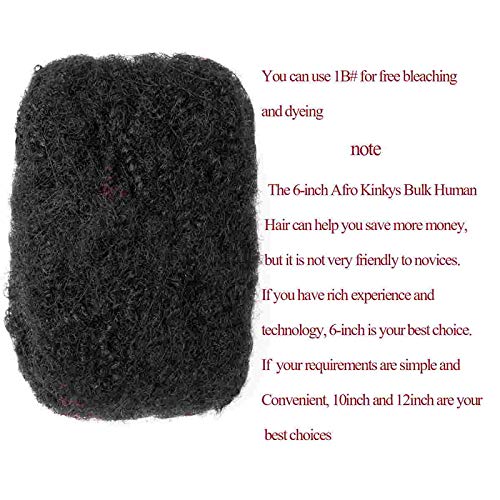 Originea 3 Bundles 12 inch Afro Kinkys Bulk Human Hair for Dreadlocks and Twist Braiding Full Head Human Hair Soft Afro Kinky Curly Hair Bulk for Dreads DIY 6inch can only Dreadlocks (1B#, 12 12 12)