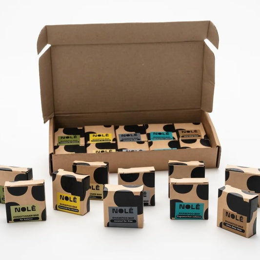 NOLE Shampoo and Conditioner Bar Set, Plastic Free, Travel Size, Color Safe, Eco Friendly, Solid Sustainable Bars, Zero Waste, Discovery Set, 2.5 onz (Mini Haircare Fiesta Set)