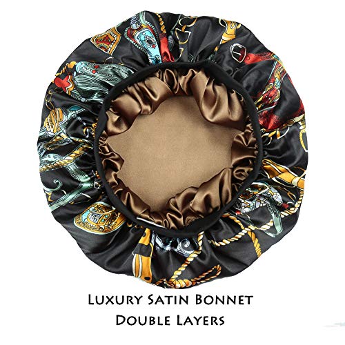 Satin Bonnet for Sleeping Double Layer Night Cap with Soft Elastic