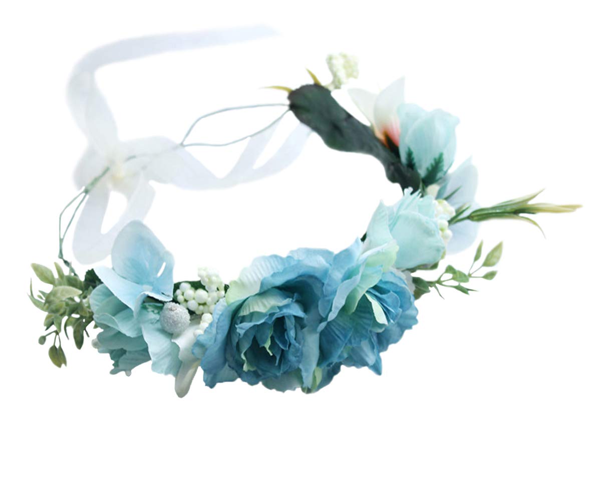 Vivivalue Forest Flower Crown Fairy Floral Headband Elf Headpiece for Women Girls Bridal Photoshoot Wedding Halloween Cosplay Party Renaissance