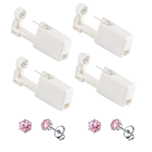 Orglace Ear Piercing Kit Disposable Self Ear Piercing Kit Safety 4 Pack Ear Piercing Gun Kit Tool with 5mm Earring Studs