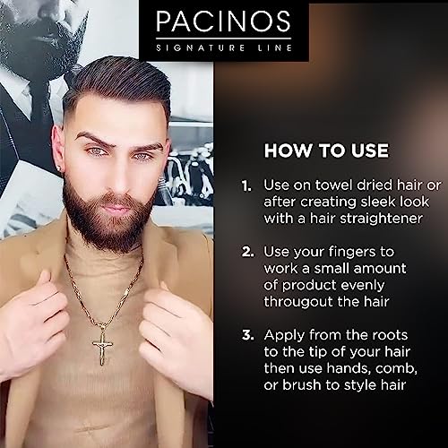 Pacinos Sleek - Signature Extra Hold Pomade with Shine, Long Lasting Definition, All Hair Types, 2 fl. oz.