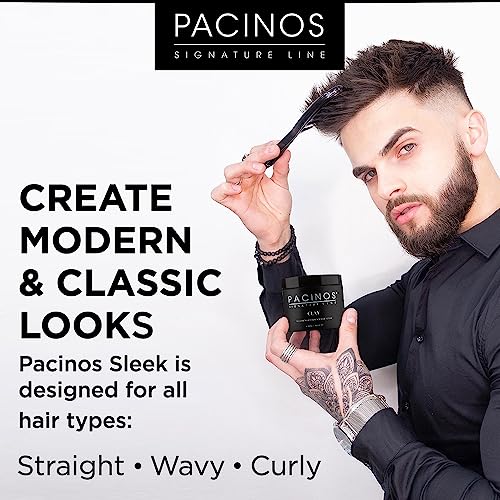 Pacinos Sleek - Signature Extra Hold Pomade with Shine, Long Lasting Definition, All Hair Types, 2 fl. oz.