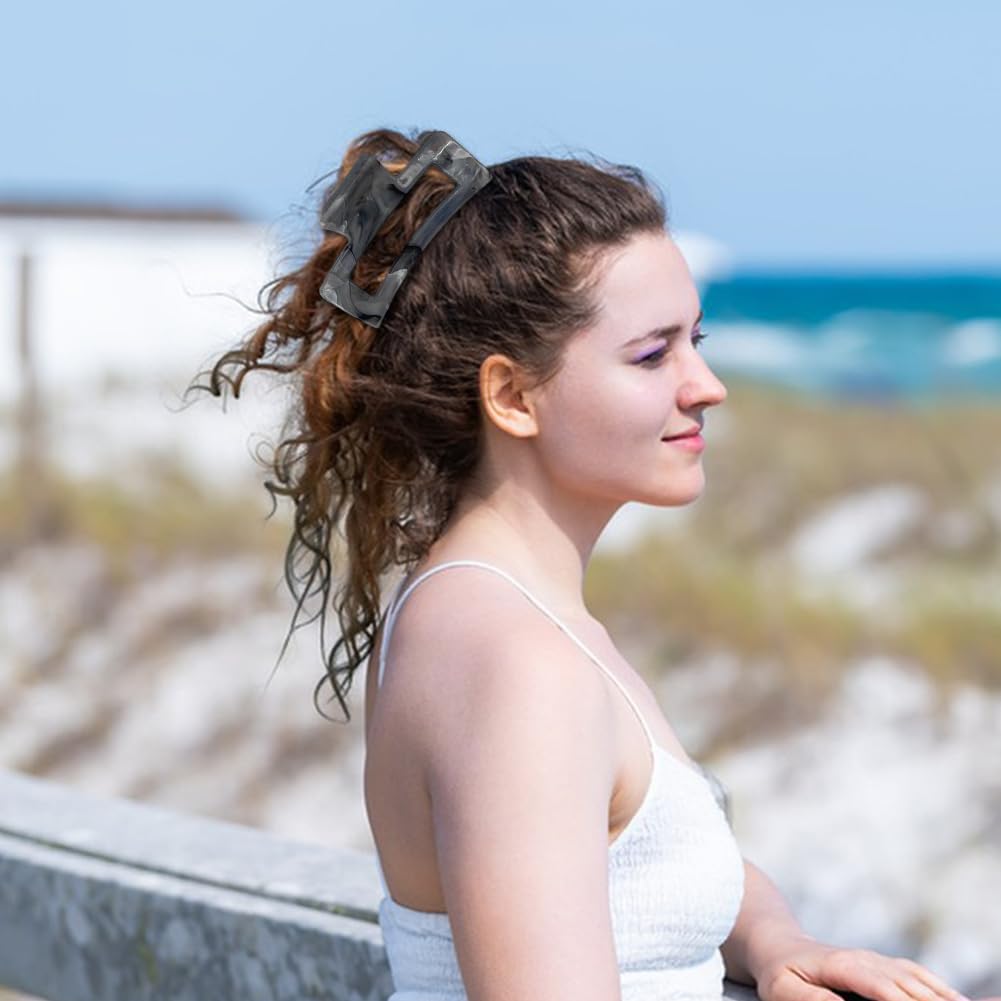 Women's Large Non-Slip Metal Hair Clips, 6Pcs Sparkly Flower and Mermaid Jaw Clips for Strong Hold (Grey-5pcs)