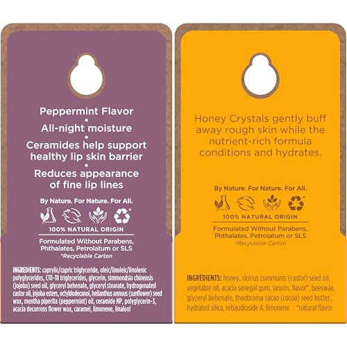 Burt's Bees Overnight Lip Sleeping Mask Stocking Stuffers, Exfoliating Scrub Restores, Hydrates & Smooths Lips to Reduce Fine Lines, Ceramide Infused Formula, Passionfruit + Ultra Conditioning(2-Pack)