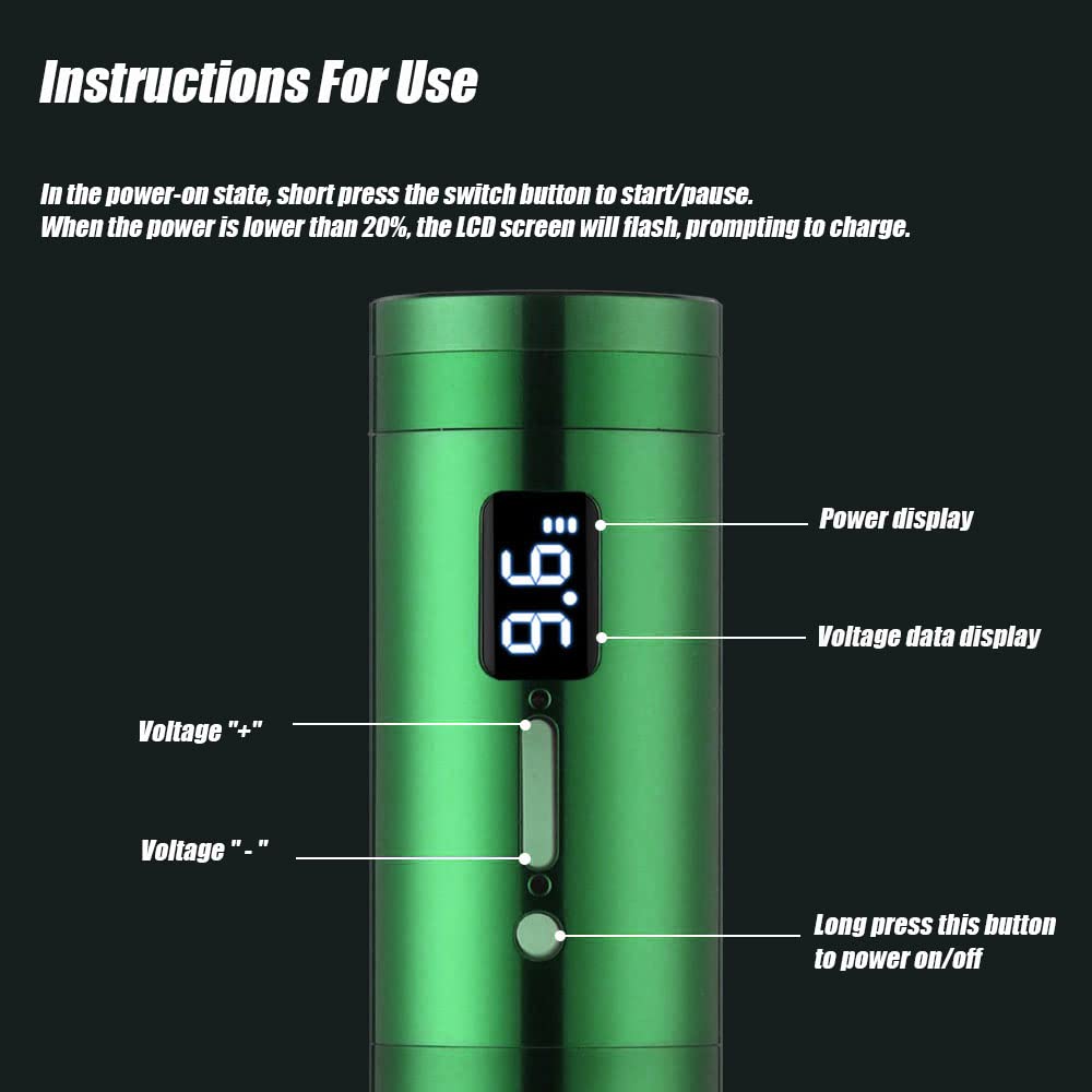 Tattoo Gun Kit, YILONG Cartridge Tattoo Pen Kit with LCD Display Rotary Tattoo Supplies, Two-in-one Tattoo Machine Kit with 1900mAh Coreless Motor for Artists and Beginners