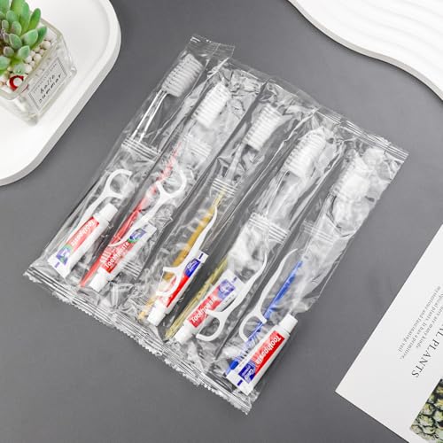 twoworld Disposable Toothbrushes with Toothpaste and Dental Floss Pick Individually Wrapped, Bulk Toothbrush 5 Colors and Toothpaste 5 Grams, Floss, Bulk Hygiene Kits for Homeless,Air Bnb/Hotel (20)