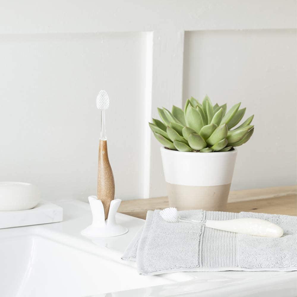 RADIUS Toothbrush Source Floss Brush BPA Free & ADA Accepted Improve Gum Health & Reduce Gum Issues - Medium - Assorted Colors - Pack of 6