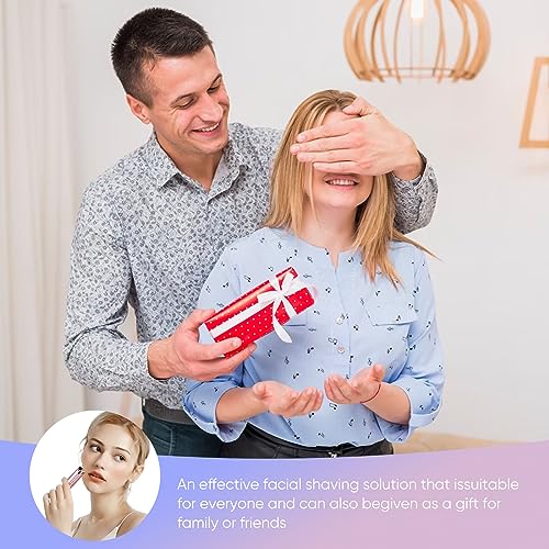 Xinvinx Facial Hair Removal for Women- as Seen on TV Painless Face Shaver -Painless Womens Facial Hair Remover with 2 Replacement Heads, Lipstick-Sized, USB Rechargeable（White）