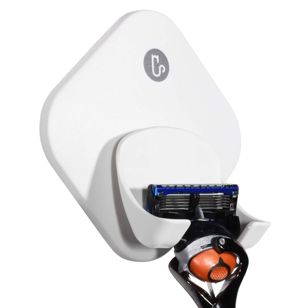 Razor Holder for Shower Wall, Shower Hook for Razor, Self Adhesive Razor Holder Hanger Stronger than Suction Cup Razor Holder, Rigid Plastic Shower Razor Holder for Men and Women, 1 Pack