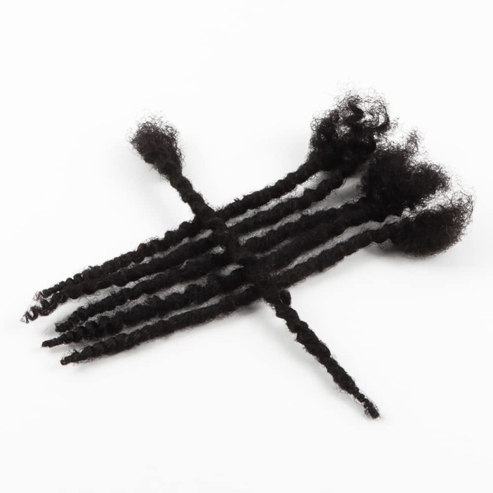 Orientdreads Human Textured Loc Extensions 0.6cm Loc Extension Human Hair,Natural Curly Hair,Full Handmade (12in 0.6cm 20 strands),Natural black)