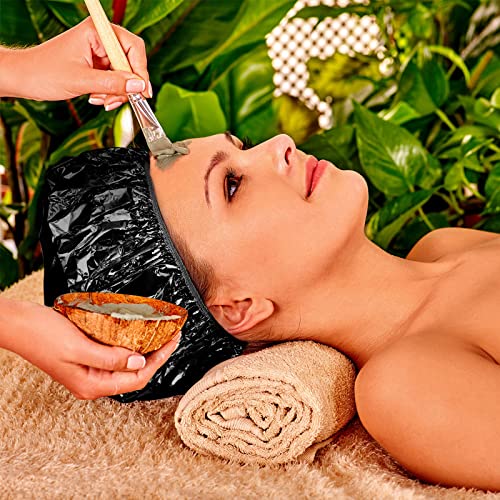 12 Pieces Deep Conditioning Caps Aluminum Foil Reusable Hair Processing Caps Hair Coloring Shower Caps for Home Salon Use (Black, 12 Inch)
