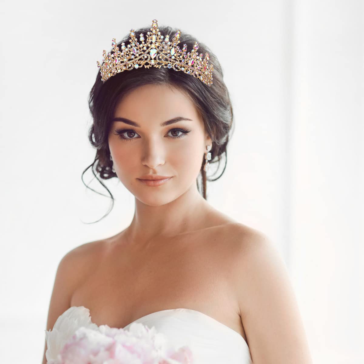 TOBATOBA AB Gold Crown for Women Wedding Tiara for Bride Queen Crown Crystal Tiaras and Crowns for Women Royal Princess Quinceanera Headpieces for Birthday Prom Pageant Halloween Cosplay Accessories