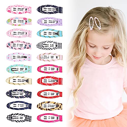 20pcs/pack 2 Inch No Slip Snap Hair Clips Ribbon Wrapped Barrettes for Girls Toddlers Kids Women Accessories(20Pcs)