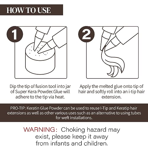 20g Hair Extensions Keratin Glue Powder for Hot Fusion, U-Tip, I-Tip, Keratip, Shrinkies Extensions Tool for Re-Tipping Hair Extensions (White, 20 Grams)