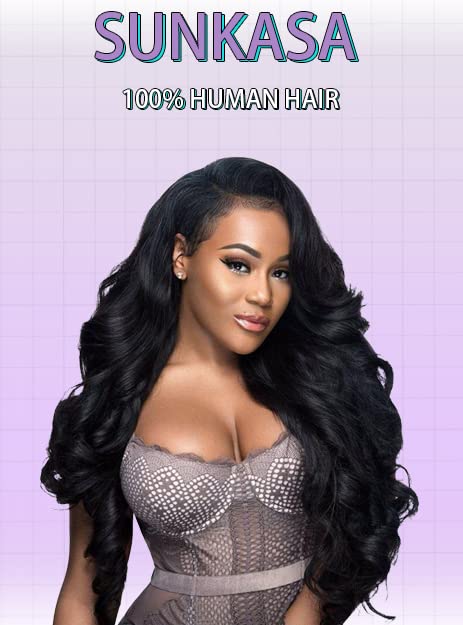 SUNKASA 18 Inch Lace Front Wig Human Hair Body Wave Wigs for Black Women HD 13x4 Lace Frontal Glueless Wigs Human Hair Pre Plucked With Baby Hair Natural Color