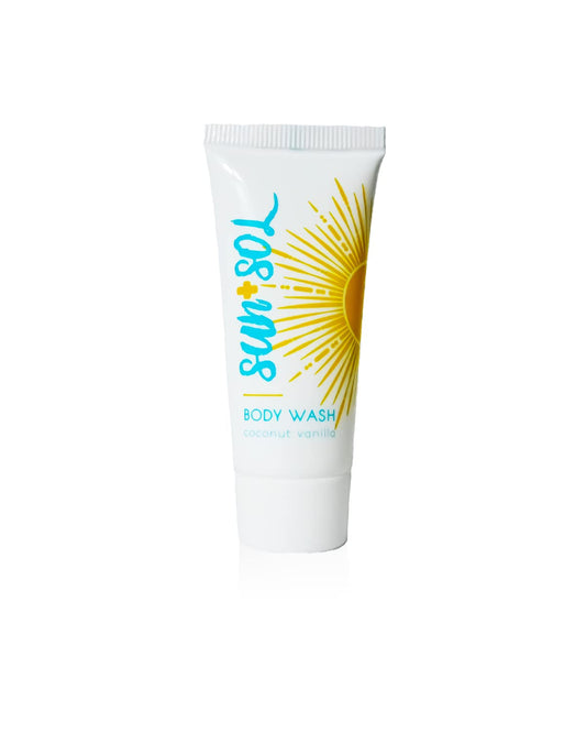 World Amenities - Sun + Sol Bulk Refreshing Body Wash With Warm Coconut & Vanilla Fragrances, Travel Size Toiletries, Mini Hotel Amenities