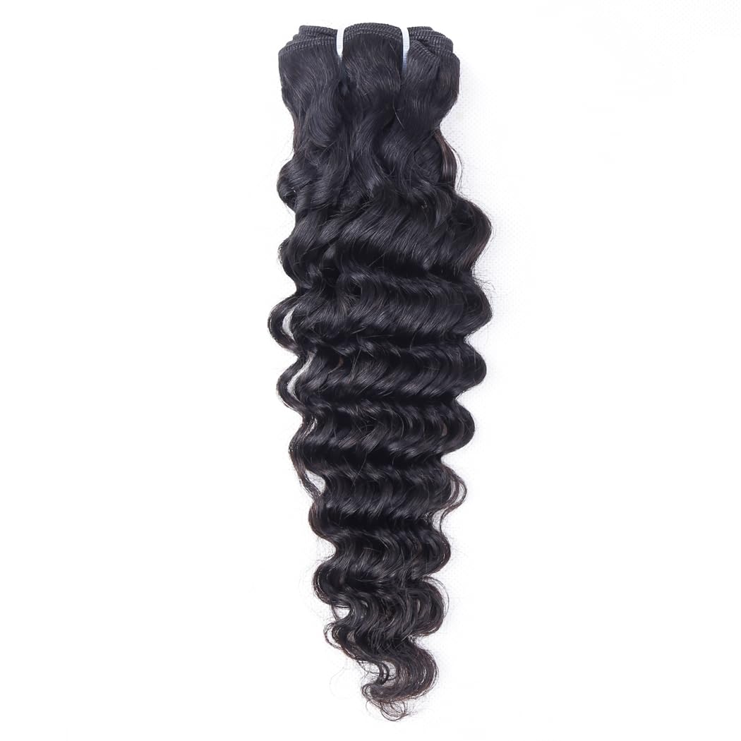 Odir Deep Wave Hair Bundles with 13x4 Frontal Brazilian Human Hair Deep Curly Hair 3 Bundles with Lace Frontal 14 16 18+12 Inch 9A Unprocessed Virgin Hair Natural Color