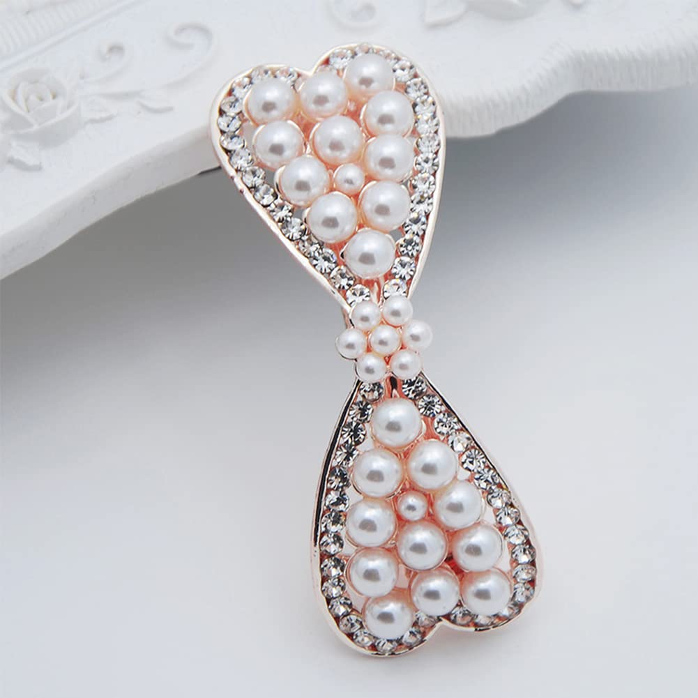 Vintage Pearl Bow Hair Barrettes, Handmade Rhinestones Hair Clips, French Crystal Flower Hairpin Hair Accessories for Women Girls