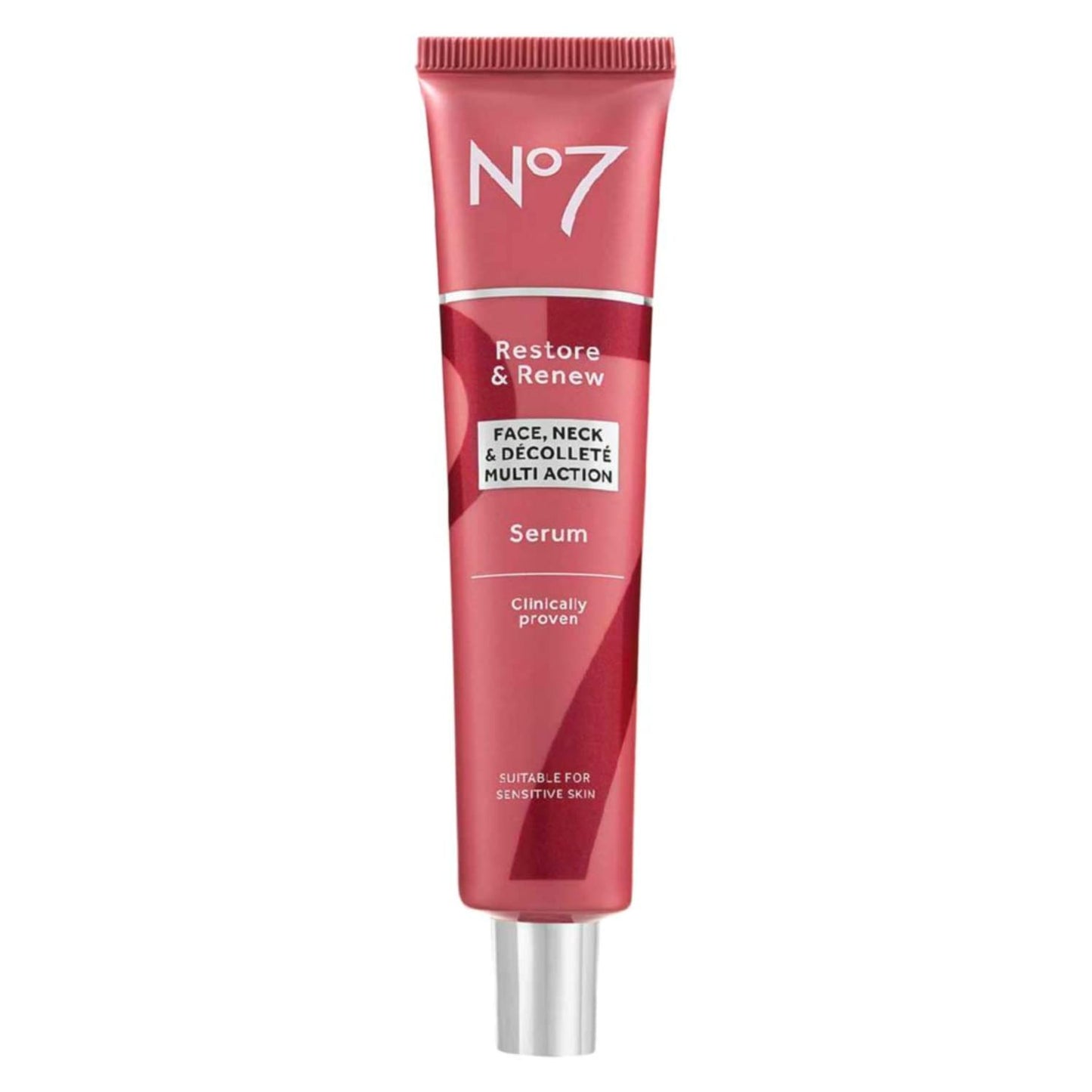 No7 Restore & Renew Multi-Action Face & Neck Serum - Anti Aging Serum for Deep Wrinkle Repair - Collagen Infused Face Serum with a Hydrating Blend of Hibiscus Peptides & Hyaluronic Acid (2.5 Fl Oz)