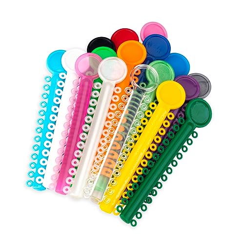 Practicon Orthodontic Ligature Ties, 1040 Elastic Bands for Braces, Elastomeric O-Rings, Rubber Bands for Brackets, Orange