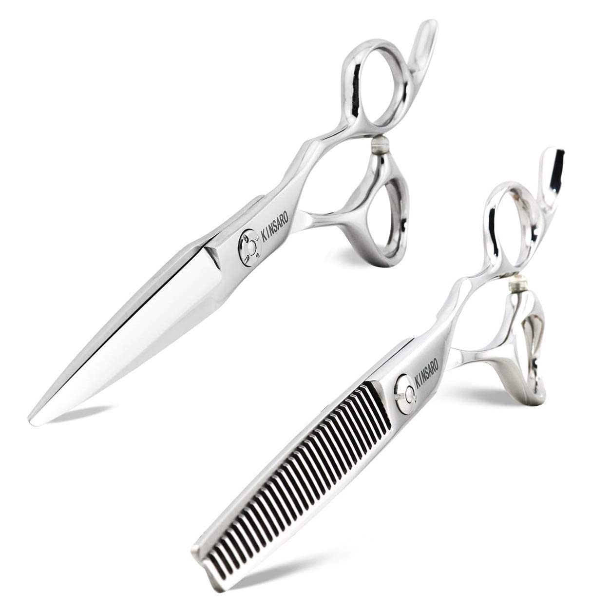 6 INCH Barber Scissors Hair Scissors Hair Cutting Scissors Hair Shears and 6 INCH Hair Thinning Scissors Thinning Shears Professional Hair Scissors Set Kinsaro