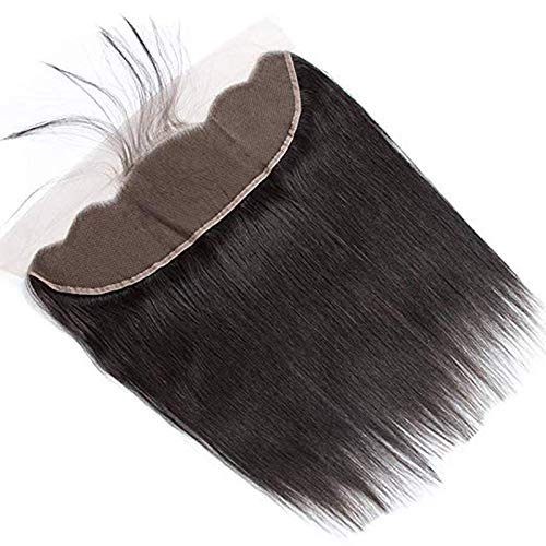 Brazilian Virgin Straight Human Hair Lace Frontal 100% Unprocessed Silky Straight lace Frontal With Baby Hair Remy Hair Ear to Ear Lace Frontal Natural Black Color (12 Inch 13x4 frontal)