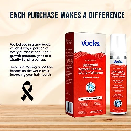 Vocks 5% Minoxidil for Women Hair Growth Treatment - Extra Strength - Clinically Proven - Unscented Foam - Anti Hair Loss and Promotes Thicker Fuller Hair - 4 Month Supply