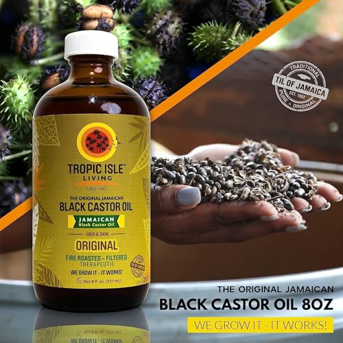 Tropic Isle Living Jamaican Black Castor Dark Oil 4oz/ 120ml Brush Set | For Hair Growth Oil, Skin Conditioning, Eyebrows & Eyelashes, Gives Hydration and Strengthening the Hair