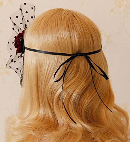 Yoriko 1920s Elastic Headband for Women-Silver Rhinestone Flower Flapper Headpiece Accessories, Great Gatsby Hair Accessories for Women (Black-F)