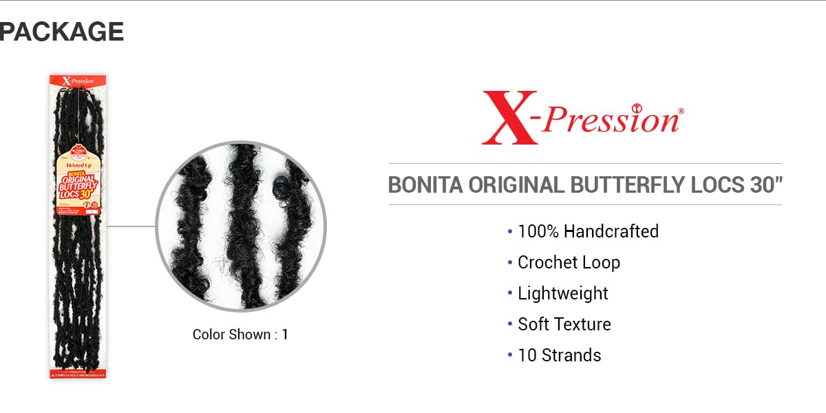 X Pression Outre Crochet Braids X-Pression Twisted Up Bonita Original Butterfly Locs 30inch (5-pack, DRAFRU)